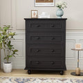 4 Drawer Dresser for Bedroom, 35'' Tall Storage Chest of Drawers, Black by Scurrty