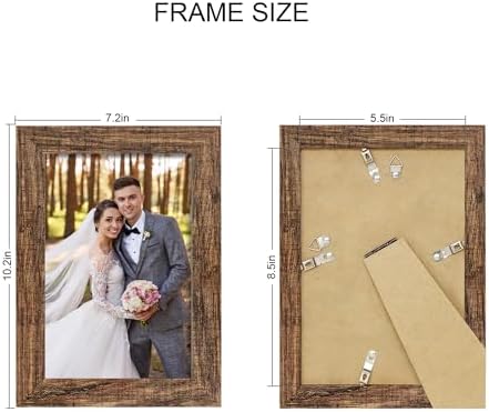 Hongkee 5.5 x 8.5 Diploma Frame Set of 4, Made of Real Glass and Rustic Brown Frame, 5.5 by 8.5 Photo for Wall or Tabletop - Image 2