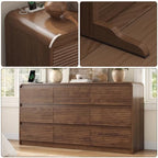 Gyfimoie Walnut Fluted 9-Drawer Dresser for Bedroom w/Power Outlet - Image 6