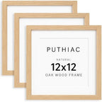 puthiac 12x12 Solid Oak Wood Picture Frames, Natural Oak, 3 Pack by PUTHIAC