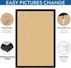 Hongkee 16x24 Frame Set of 4, 16 x 24 Black Wood Style(Mat 12x18) - Image 5