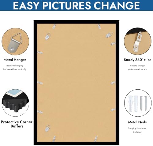 Hongkee 16x24 Frame Set of 4, 16 x 24 Black Wood Style(Mat 12x18) - Image 5