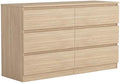 Vibe & Dine 6 Drawer Double Dresser, Modern Chest of Drawers with Wide Storage for Closet, Bedroom, Living Room, Natural Wood by VibeDine