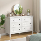 CARPETNAL 47" White Dresser for Bedroom with Modern Gold Handles & 6 Drawer - Image 2