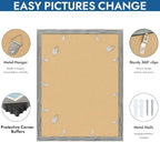 Hongkee 12x16 Picture Frame Set of 4, 12 x 16 Grey Wood Style(Mat 11x14) - Image 5