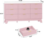 HUANLEGO Fluted Dresser for Bedroom with 9 Drawers, Pink - Image 3