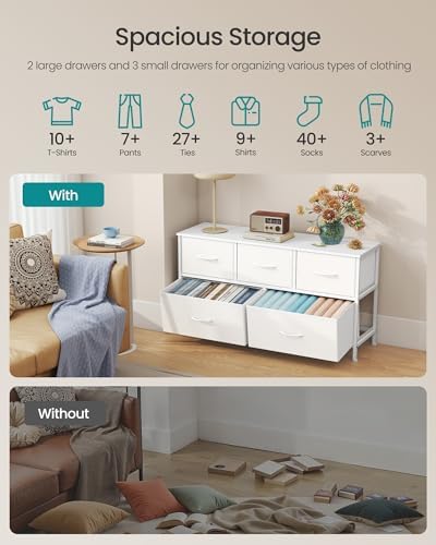 SONGMICS Dresser for Bedroom, Wide Dresser with 5 Fabric Drawers - Image 4