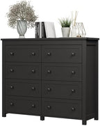 Xixini 47.2" Wide 8-Drawer Farmhouse Dresser for Bedroom, Black by Xixini