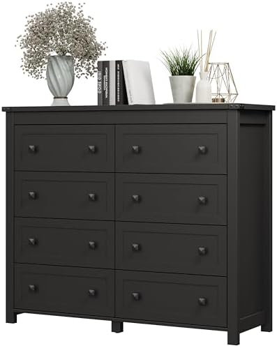 Xixini 47.2" Wide 8-Drawer Farmhouse Dresser for Bedroom, Black by Xixini