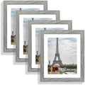 Hongkee 10x12 Picture Frame Set of 4, Made of Real Glass and Grey Frame - Display Picture 8x10 with Mat or 10x12 Without Mat, 10 by 12 Photo for Wall Mounting by Hongkee