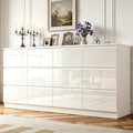 12 Drawers Dresser with Charging Station, Modern Large Dresser with 12 Handle Free Drawers, Wood Chest of Drawers for Bedroom, Living Room, Entryway, Hallway, White by DalyLuxa