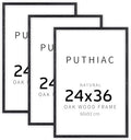 puthiac 24x36 Solid Oak Wood Picture Frames, Black, 3 Pack by PUTHIAC