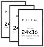 puthiac 24x36 Solid Oak Wood Picture Frames, Black, 3 Pack by PUTHIAC