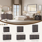47" Fluted 6 Drawer Dresser for Bedroom, Living Room, Entryway Black Walnut - Image 6