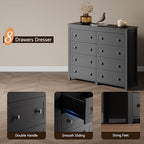 Xixini 47.2" Wide 8-Drawer Farmhouse Dresser for Bedroom, Black - Image 5