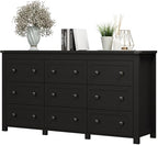 Xixini 59.1" Wide 9-Drawer Farmhouse Dresser for Bedroom, Black by Xixini