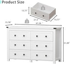 Wodeer 6 Drawer Dresser for Bedroom, White Modern Dressers & Chests of Drawers with Metal Handles, Closet Storage Dresser, Storage Cabinet and Organizer with Drawers - Image 2