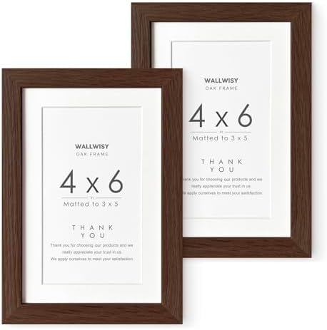 4x6 Picture Frame, Solid Oak Wood 4x6 Picture Frames with Mat to 3x5 by TumblerHome