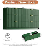Furniway Green Dresser for Bedroom, Modern Dresser with 6 Drawers and Smooth Slides, Wide Chest of Drawers with Golden Handles for Bedroom, Living Room, Closet, 15.7" D x 55.1" W x 31.4" H - Image 2