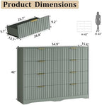 8 Drawer Dresser and Nightstand Sets for Bedroom, Modern Fluted 3 Pcs Bedroom Dresser Furniture Sets, Wood Chest of Drawers and Nightstand Set of 2 with Metal Handles, Green - Image 2