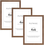 puthiac 4x6 Solid Oak Wood Picture Frames, Walnut, 3 Pack by PUTHIAC