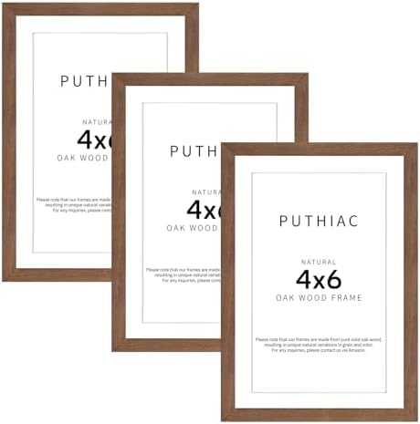 puthiac 4x6 Solid Oak Wood Picture Frames, Walnut, 3 Pack by PUTHIAC