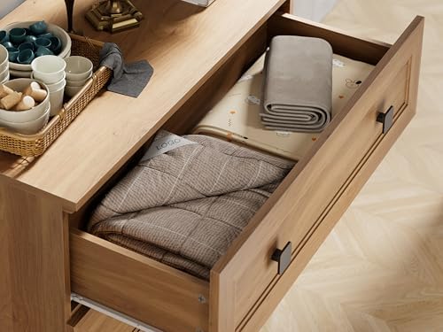 FENSULN Modern Drawer Dresser for Bedroom with 6 Drawers, 2 in 1 Chest of Drawers with Organizer Storage for Bed Room,Livingroom Hallway Oak - Image 6