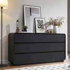 Standifurno Dresser for Bedroom, Modern Cuved Dresser with 9 Drawers,Black Dresser with Handleless Design, Closet Storage Dresser, 15.43" D x 57" W x 28.3" H (9 Drawers) by StandifurnoFurniture