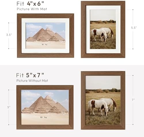 5x7 Picture Frame, Solid Oak Wood 5 x 7 Photo Frame with Mat to 4x6 - Image 3