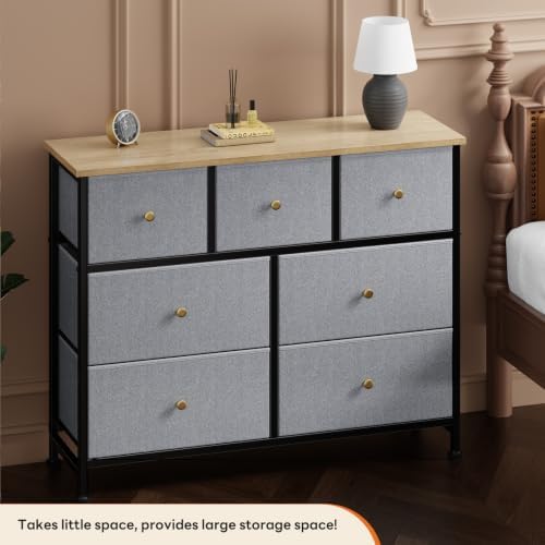 Sweetcrispy 7 Drawer Dresser for Bedroom Storage with Fabric Bins, Blue - Image 4