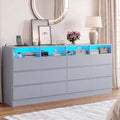 Gyfimoie 12-Compartment Divided Drawer Dresser w/Power Outlet, LED Light by Gyfimoie