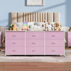 WLIVE Dresser TV Stand for 75 Inch TV, 9 Drawer Dresser for Bedroom, A-Pink - Image 4