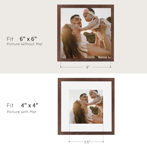 puthiac 6x6 Solid Oak Wood Picture Frame, Walnut, 1 Pack - Image 4