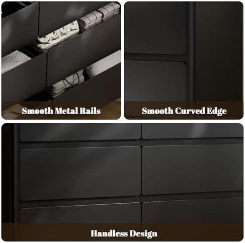 9 Drawer Dresser for Bedroom, 63" Long Black Chest of Drawers w/LED Lights - Image 6