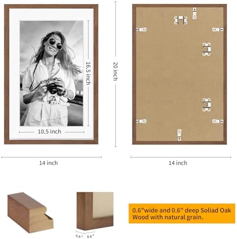 puthiac 13x19 Solid Oak Wood Picture Frames, Walnut, 3 Pack - Image 3