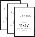 puthiac 11x17 Solid Oak Wood Picture Frames, Black, 3 Pack by PUTHIAC