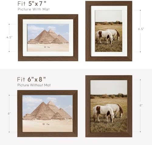 6x8 Picture Frame, Solid Oak Wood 6x8 Photo Frames with Mat to 5x7 - Image 3