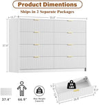 Furniway White 8 Drawer Dresser for Bedroom, Modern Dresser with Smooth Slides, Wide Chest of Drawers with Golden Handles for Bedroom, Living Room, Closet, 15.7" D x 55" W x 37.4" H - Image 2