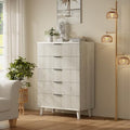Wood Tall 5 Drawers Dresser, 27.6" W Fluted Modern Dressers for Bedroom by Lulive
