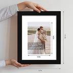 Hongkee 8x10 Picture Frame Set of 4, Made of Real Glass and Black Wooden Frame, 8 by 10 Photo for Wall or Tabletop - Display Picture 5x7 with Mat or 8x10 Without Mat - Image 2