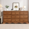 Chrangmay 9 Drawer Dresser,63" Wide Mid Century Chest of Drawers,Wooden Bedroom Drawer Dresser with 9 Storage Drawers for Bedroom,Living Room,with Anti-Tipping Device,Umber. by Chrangmay