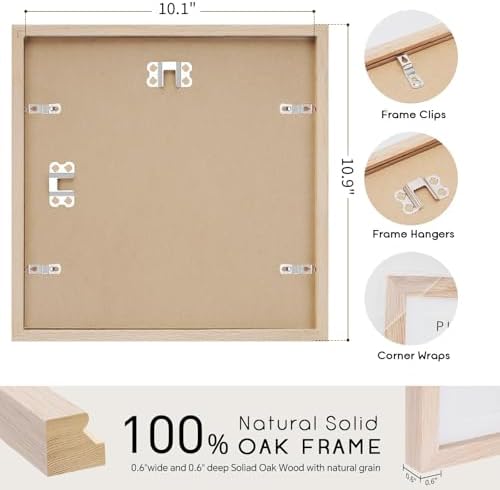 puthiac 10x10 Solid Oak Wood Picture Frames, Natural Oak, 3 Pack - Image 3
