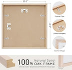 puthiac 10x10 Solid Oak Wood Picture Frames, Natural Oak, 3 Pack - Image 3