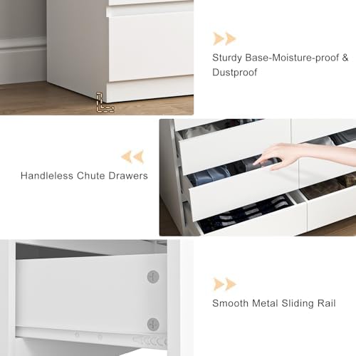 Vibe & Dine 12 Drawer Dresser, 59.1" Large Dresser for Bedroom Free Handle, Modern Wooden Chest of Drawers with Wide Storage for Living Room, White - Image 6