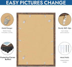Hongkee 14x20 Frame Set of 4, 14 x 20 Rustic Brown Wood Style(Mat 12x18) - Image 5