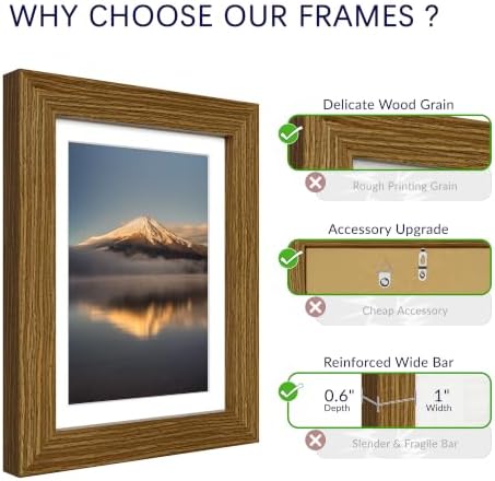 6x8 Picture Frame with Real Glass, Rustic Brown Wood Frames, 3 Pack - Image 4