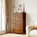 Wodeer Brown Dresser Tall 5 Drawer Dresser for Bedroom, Wooden Dressers & Chests of Drawers with Metal Handles, Modern Storage Cabinet and Organizer Drawers for Bedroom, Hallway, Entryway by WODEER