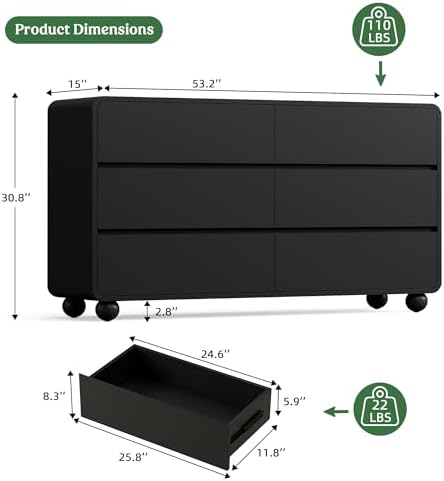 Lulive Dressers and Nightstands Set 3-Piece, Black - Image 4