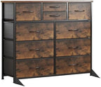 LUMTOK 10 Drawers Dresser with Fabric Bins for Bedroom,Closets，Rustic Brown by LUMTOK
