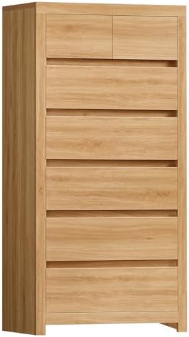 TEENFON 51.6" Tall Dresser for Bedroom with 7 Drawers, Modern Dressers & Chests of Drawers with Thicker Panels, Wooden Dresser TV Stand, Bedroom Dressers, for Bedroom, Hallway, Natural by TEENFON